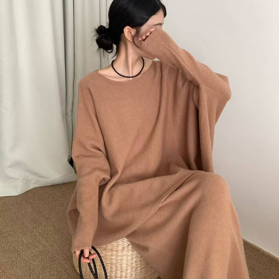 Damen Oversized Strickkleid in lässigem Schnitt mit weitem Ärmel Drune