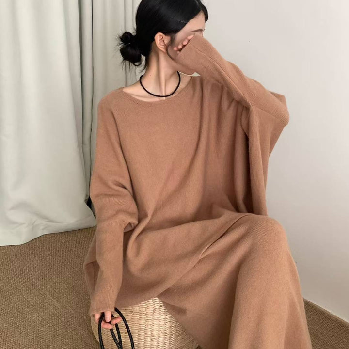 Damen Oversized Strickkleid in lässigem Schnitt mit weitem Ärmel Drune
