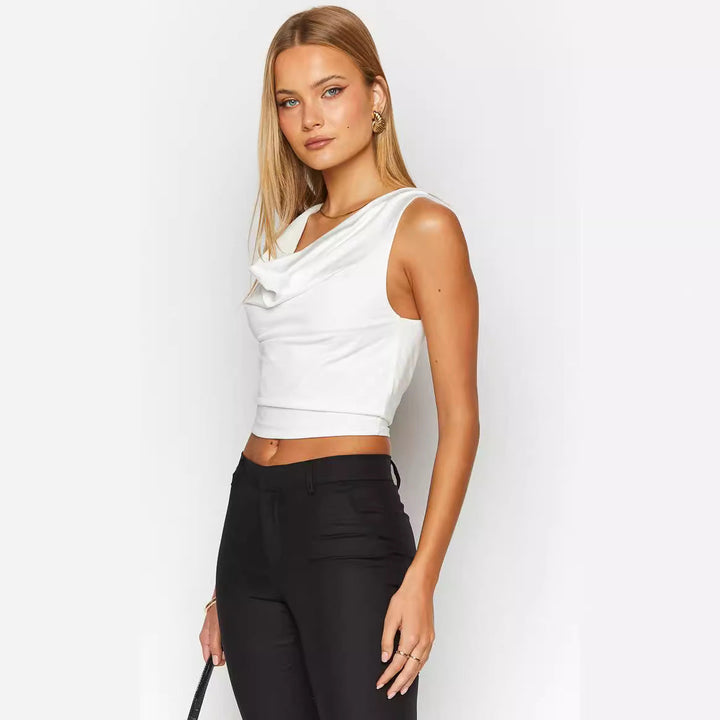 Damen Elegantes Cowl Neck Top mit figurbetontem Schnitt Drune