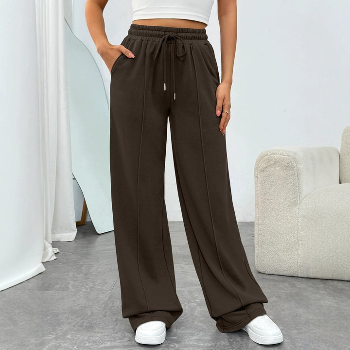 Damen nan komfortable High-Waist Jogginghose mit Kordelzug und tiefen Eingrifftaschen Drune