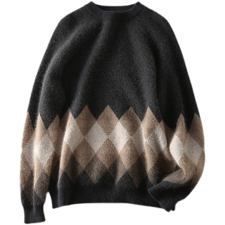 Damen lässiger Strickpullover mit modernem Rhombenmuster und weichem Material Drune