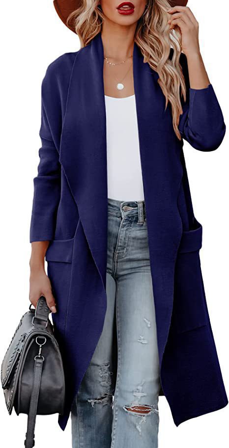 Damen Langer Cardigan mit seitlichen Taschen und offenem Schnitt Drune