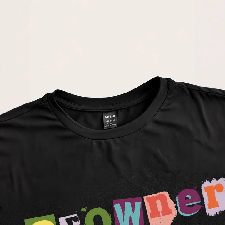 Damen Crop-T-Shirt mit kreativem unvergesslichem Statement Drune