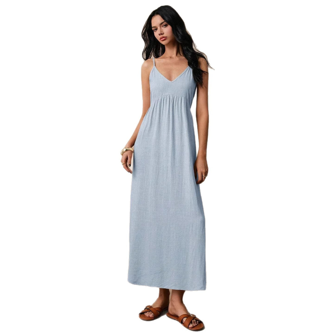 Damen Maxikleid mit feinen Spaghettiträgern und leichtem, atmungsaktivem Material Drune