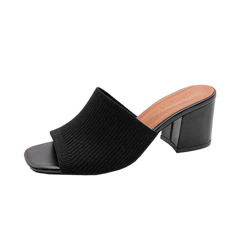 Damen Mules mit strukturiertem Obermaterial und stabilem Blockabsatz Drune