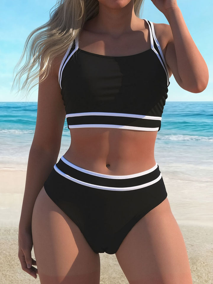 Damen Sportliches Bikini-Set mit modischen Kontraststreifen Drune