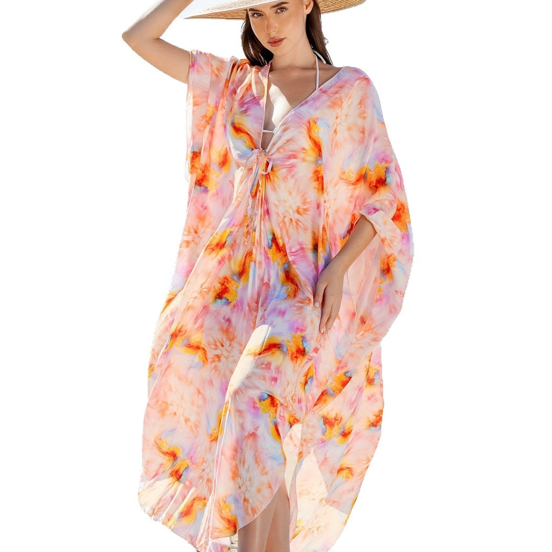 Damen Strandkleid mit lässigem Schnitt und floraler Musterung Drune
