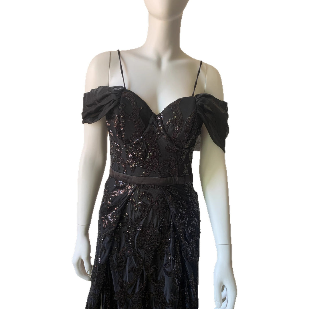 Damen Glamouröses Abendkleid mit funkelnden Applikationen Drune