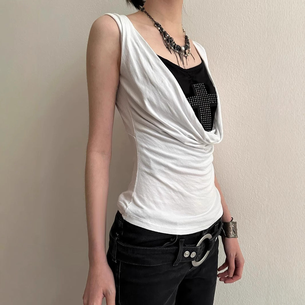 Damen stilvolles Top mit funkelndem Kreuzdesign Drune