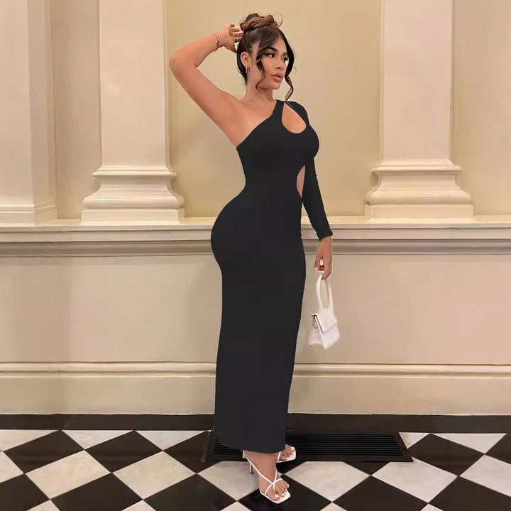 Damen Longsleeve Maxi-Kleid mit sexy Cut-Outs und figurbetontem Schnitt Drune