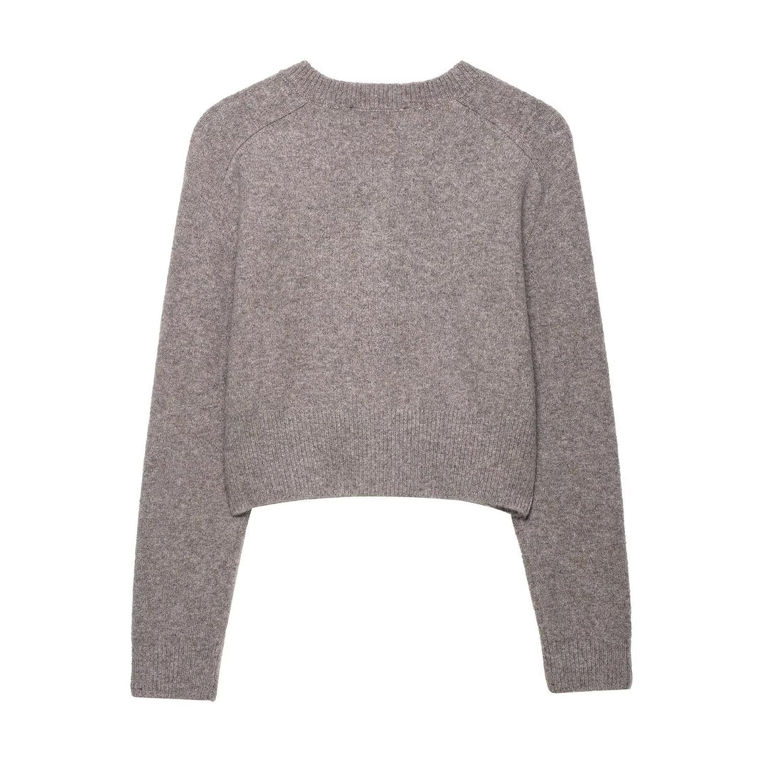 Damen Kurzstrickjacke mit Knopfdetails Drune