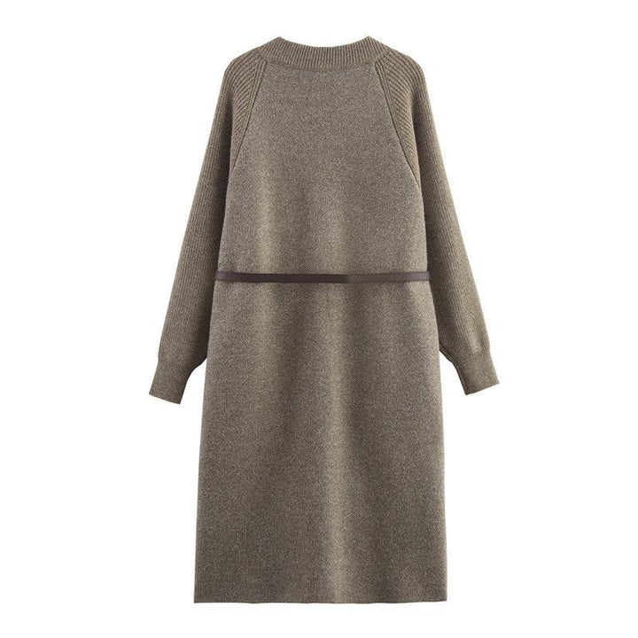Damen Strickmantel mit eleganter Taillierung und praktischen Taschen Drune