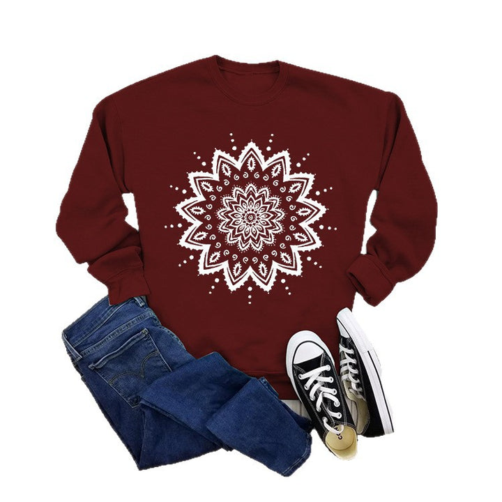 Damen Sweatshirt mit kreativem Mandala-Design und lässigem Schnitt Drune