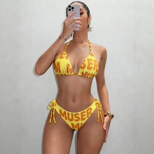 Damen Triangel-Bikini mit seitlicher Raffung Drune