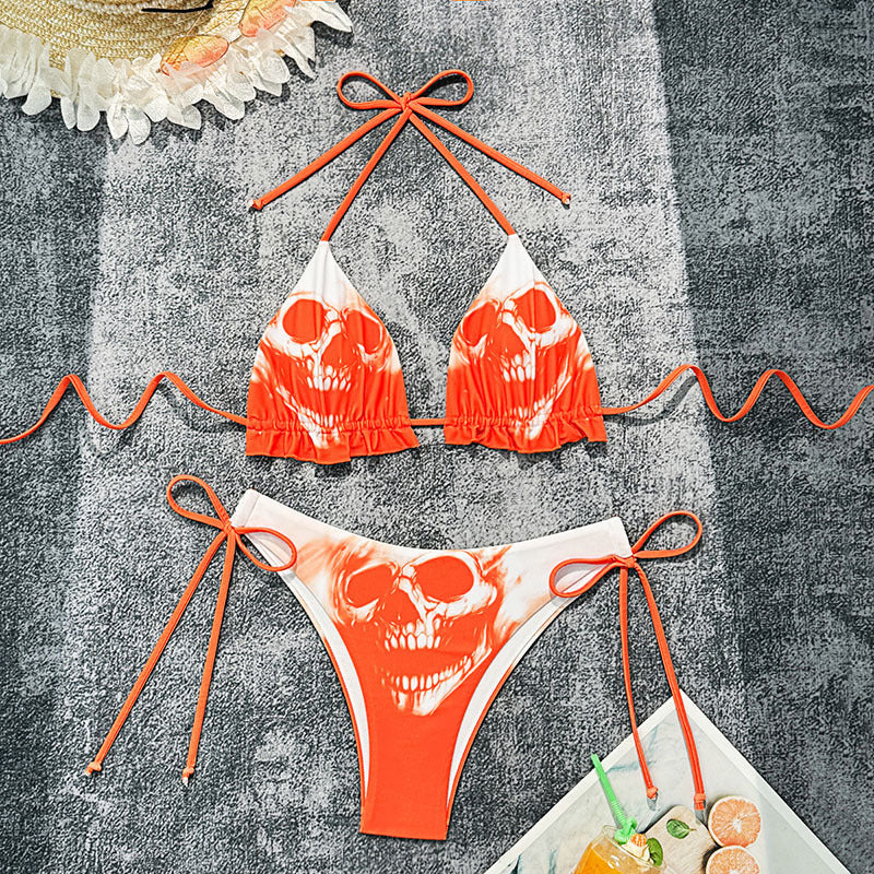 Damen Bikini-Set mit großflächigem Totenkopf-Design Drune