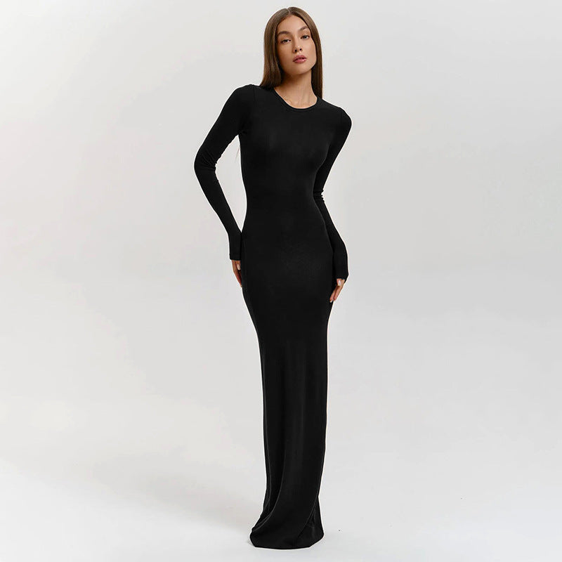 Damen Elegantes Langarm-Maxikleid mit figurformendem Schnitt und hohem Komfort Drune