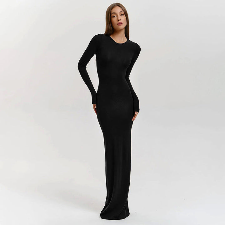 Damen Elegantes Langarm-Maxikleid mit figurformendem Schnitt und hohem Komfort Drune