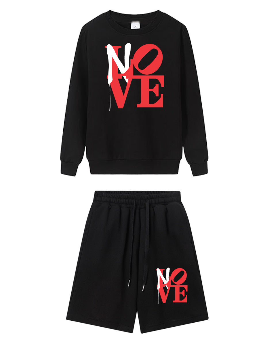 Damen Sportliches Sweatshirt- und Shorts-Set mit auffälligem Druck Drune
