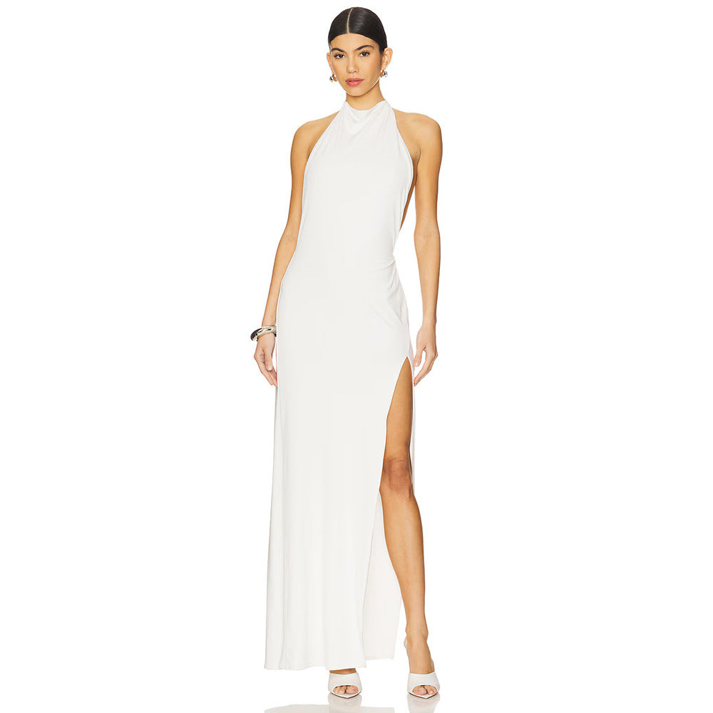 Damen Elegantes Maxikleid mit hochgeschlossenem Design und seitlichem Schlitz Drune