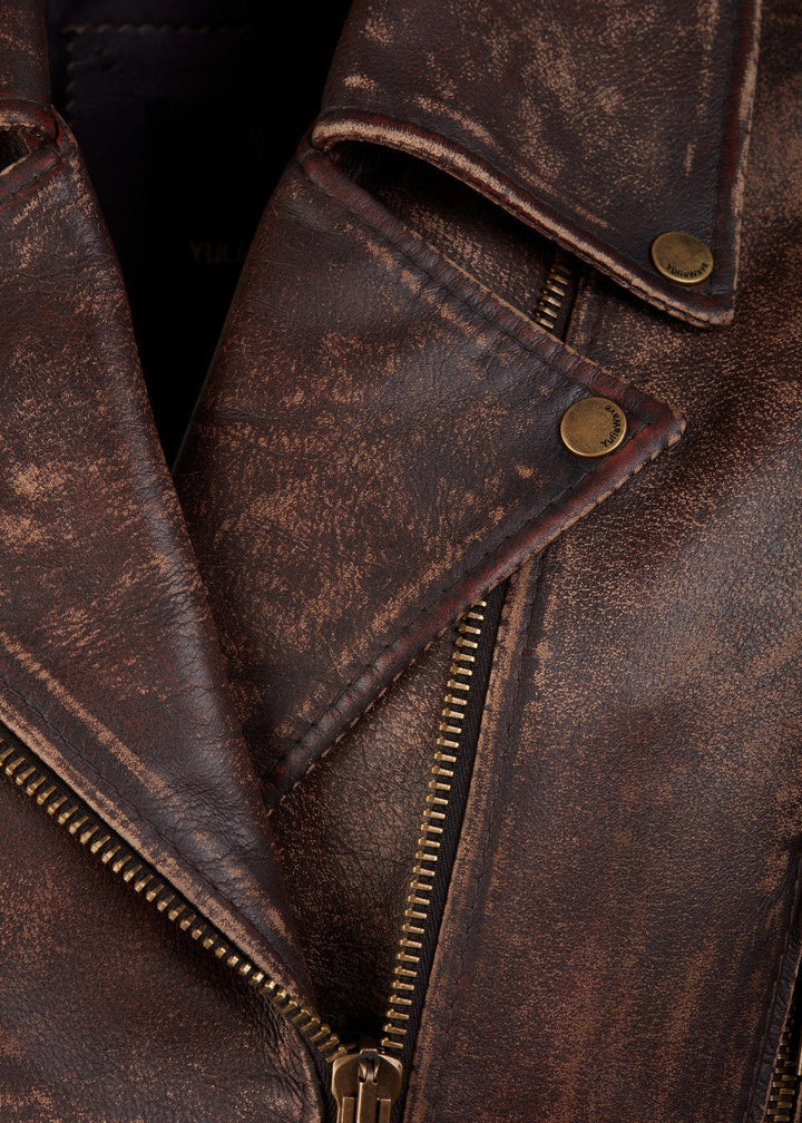 Drune | Leder Gekürzte Bikerjacke