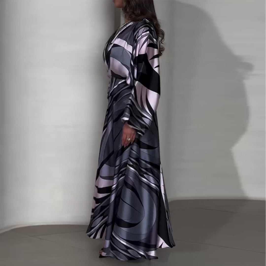 Damen Maxikleid mit innovativem Wickeldesign und schwingendem Saum Drune
