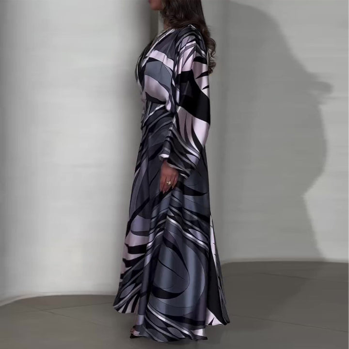 Damen Maxikleid mit innovativem Wickeldesign und schwingendem Saum Drune