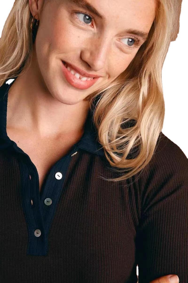Damen Poloshirt mit strukturiertem Stoff und abgesetztem Kragen Drune