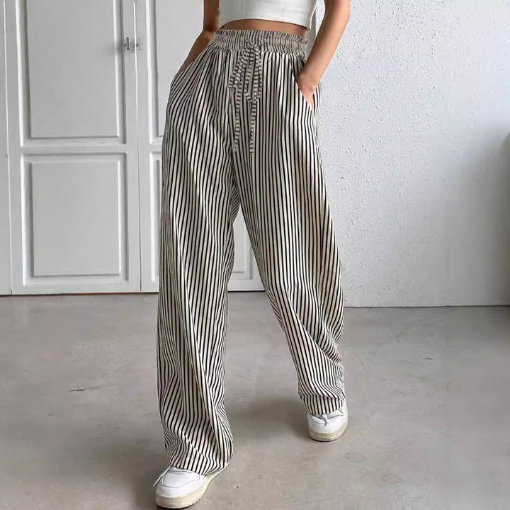Damen Weite Streifen-Hose Drune