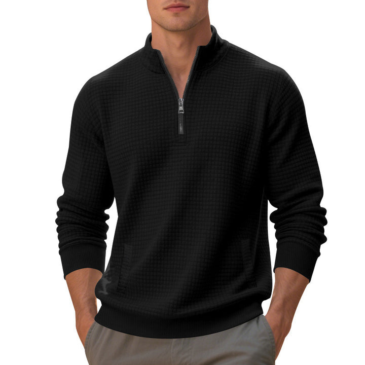 Herren sportlicher Pullover mit Reißverschluss und strukturierter Oberfläche Drune