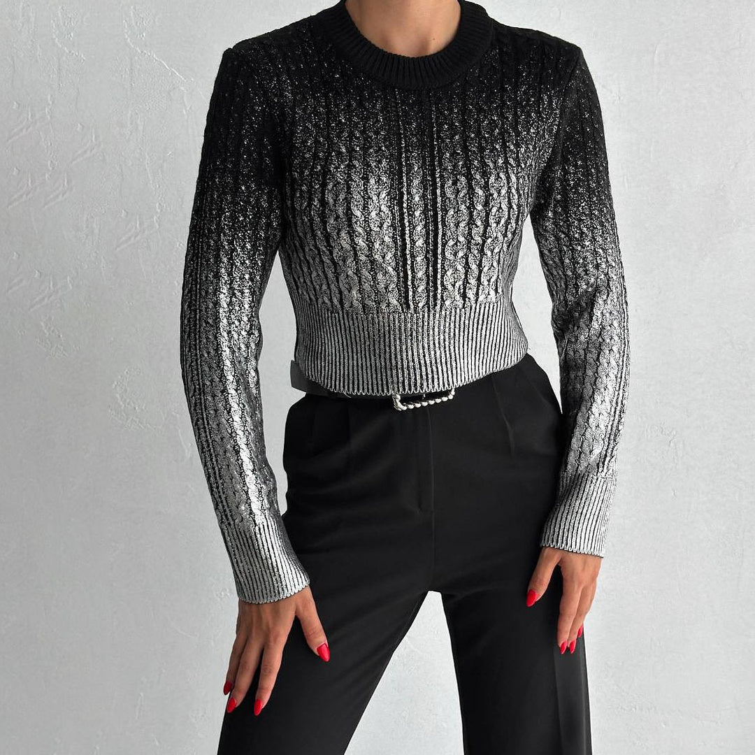 Damen eleganter Strickpullover mit schimmernden Details und modischer Struktur Drune