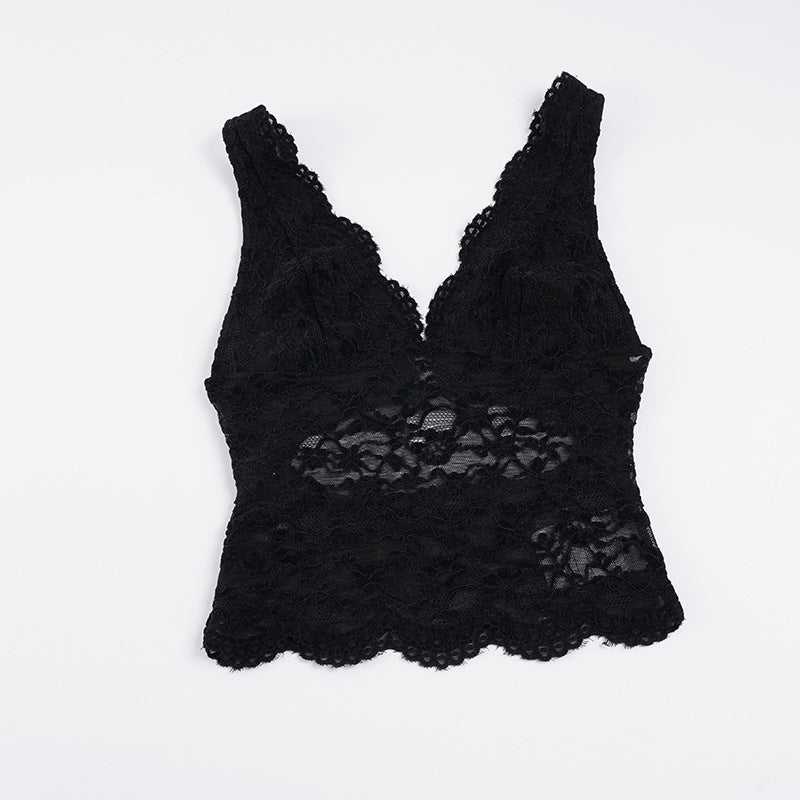 Damen Spitzen-Camisole mit tiefem V-Ausschnitt und eleganter Spitze Drune