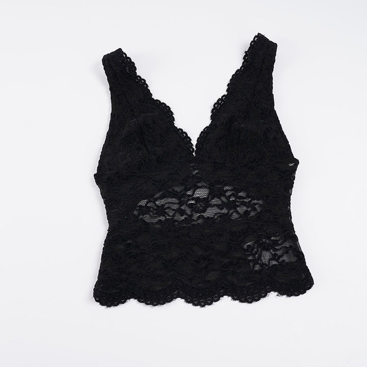 Damen Spitzen-Camisole mit tiefem V-Ausschnitt und eleganter Spitze Drune