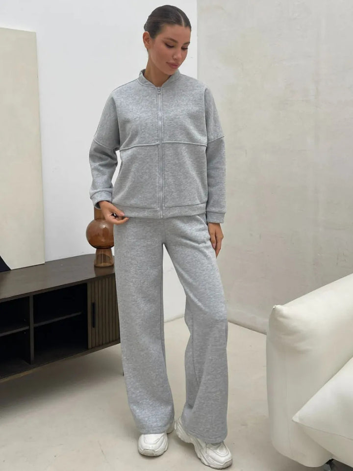 Damen Sportliches Lounge-Set mit kuscheliger Jacke und bequemen Hosen Drune