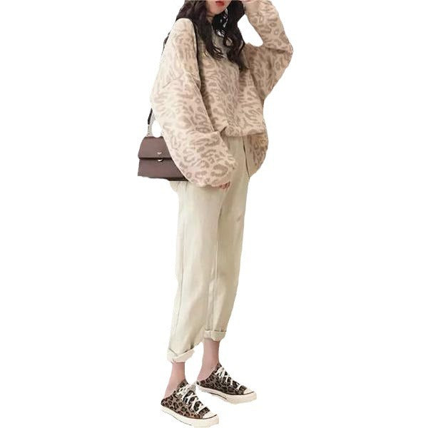 Damen Oversized Strickpullover mit modernem Tiermotiv Drune