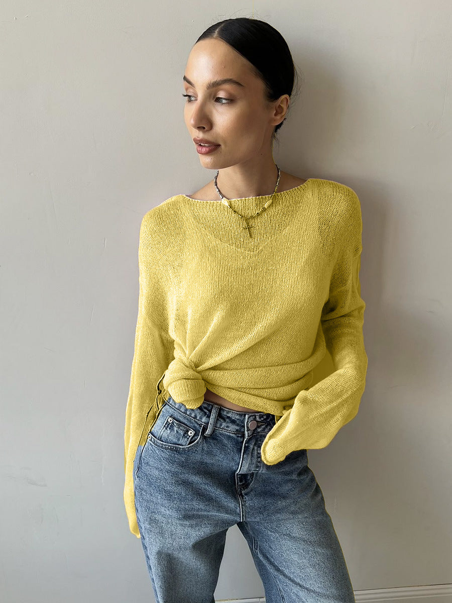 Damen lockerer Strickpullover mit leichtem Oversize-Schnitt Drune