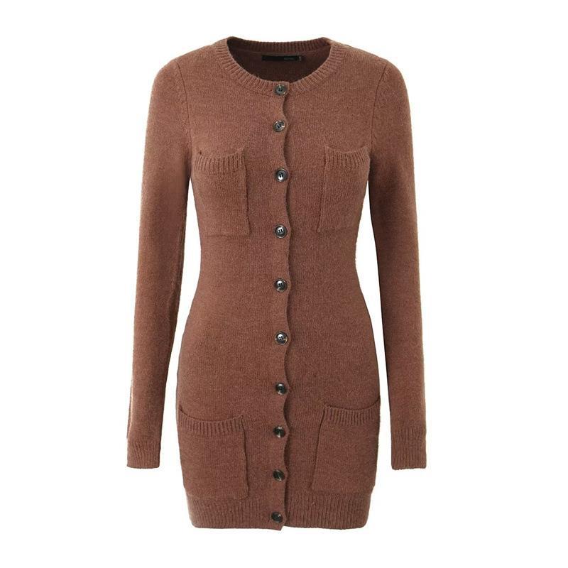 Damen Strickjacke mit Taschen und Knöpfen Drune