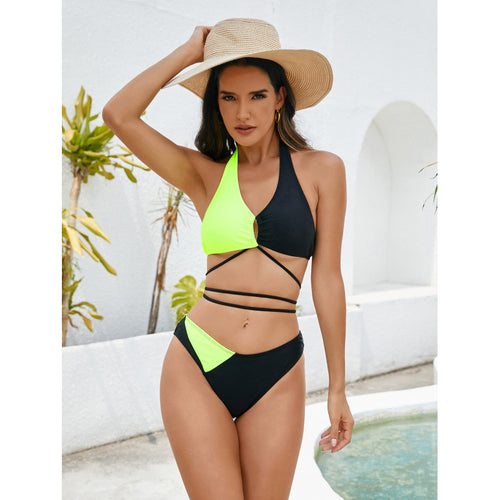 Damen Triangel-Bikini mit asymmetrischem Design und modischen Bindebändern Drune