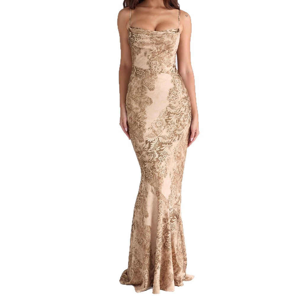 Damen Elegantes Maxikleid mit floralem Design Drune