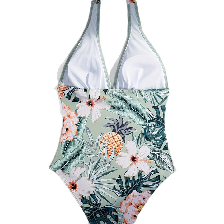 Damen Eleganter Hoch geschnittener Badeanzug mit floralem Design Drune