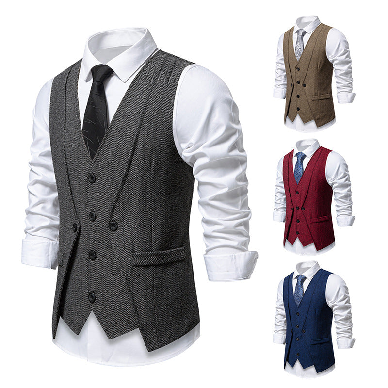 Herren elegante Anzugweste mit strukturiertem Hahnentritt Drune