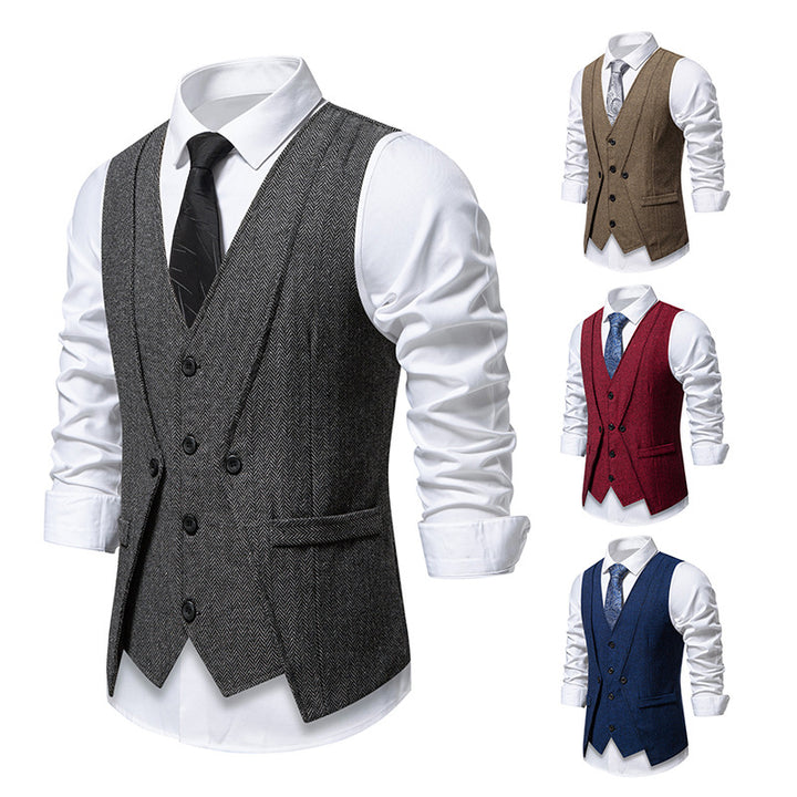 Herren elegante Anzugweste mit strukturiertem Hahnentritt Drune