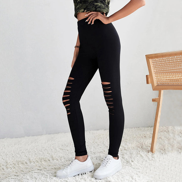 Damen Leggings mit modischen Cut-Outs und hohem Bund Drune