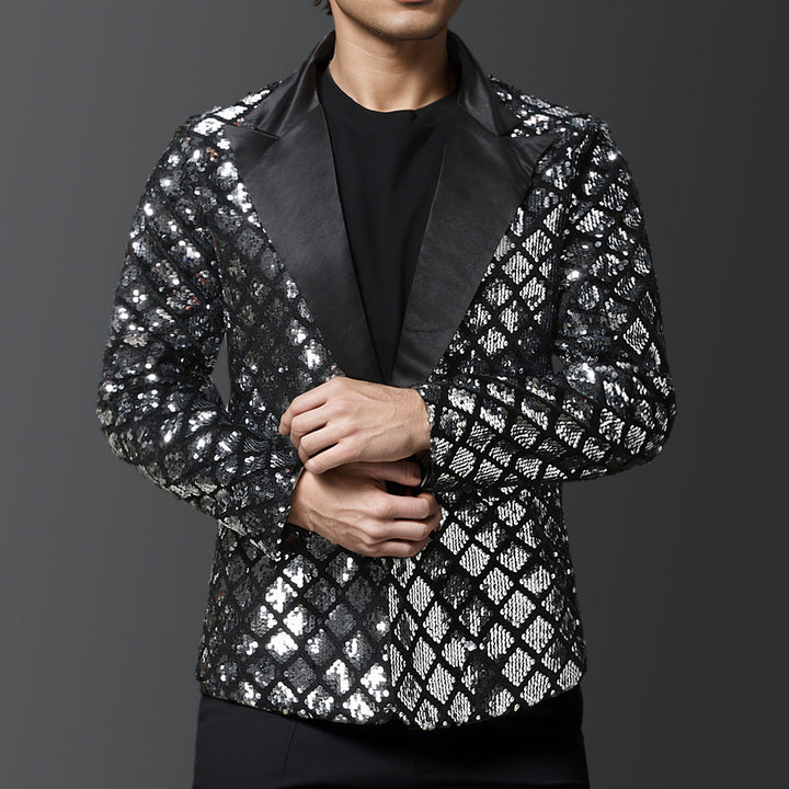 Herren eleganter Pailletten-Blazer mit luxuriösem Design Drune
