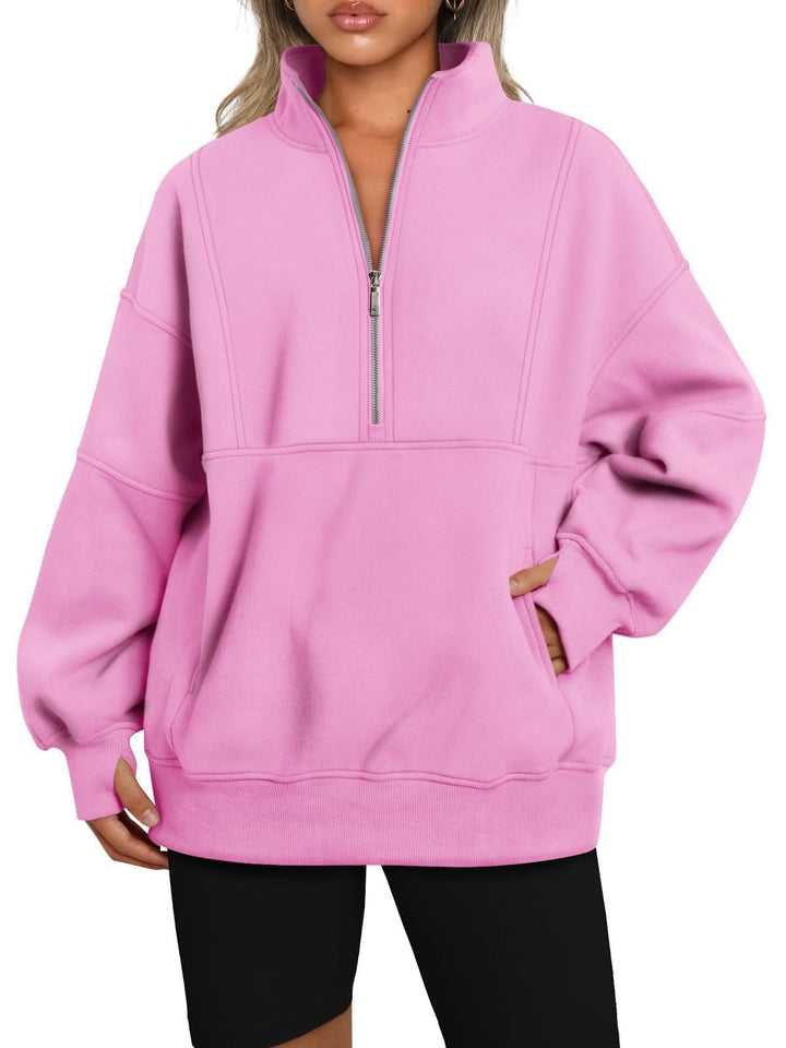 Damen Sportlicher Hoodie mit hohem Kragen und Reißverschluss Drune