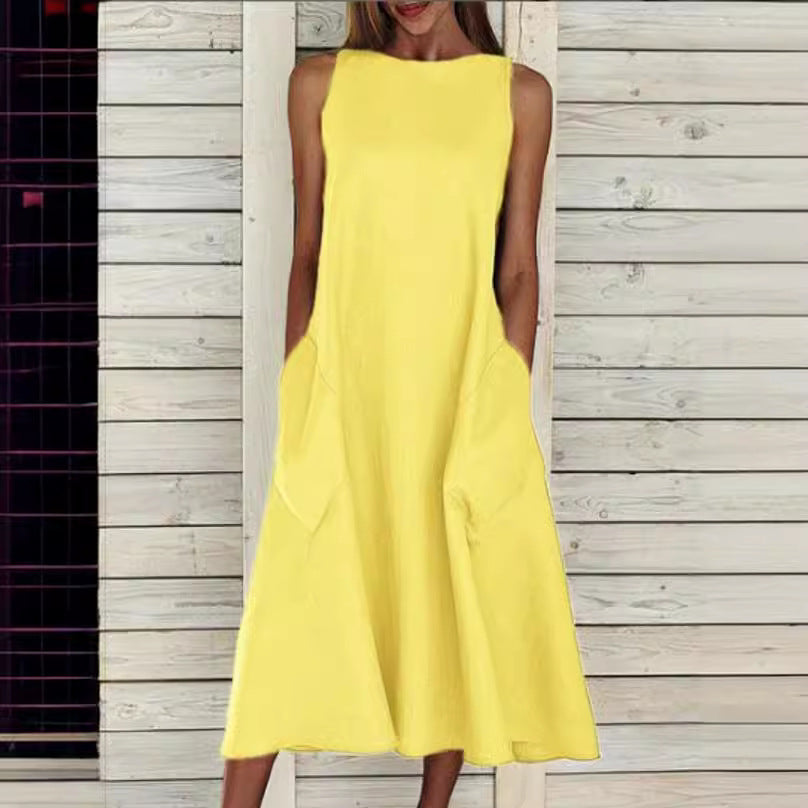 Damen luftiges Maxikleid mit praktischen Seitentaschen Drune