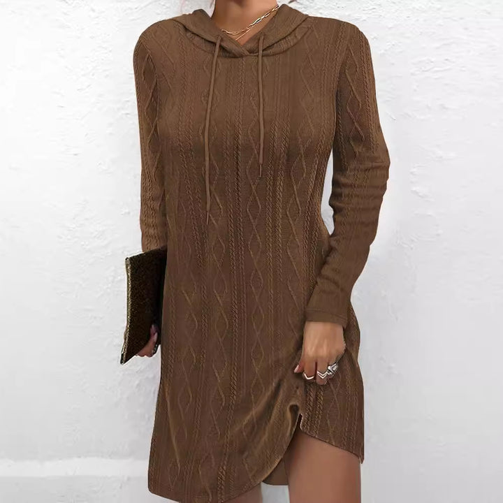 Damen Hoodie-Kleid mit Struktur und seitlichem Schlitz Drune