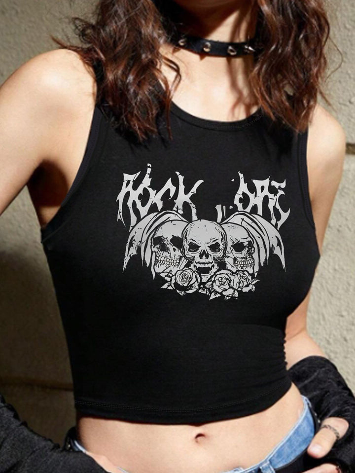 Damen Crop-Top mit auffälligem Schriftzug und körpernahem Schnitt Drune