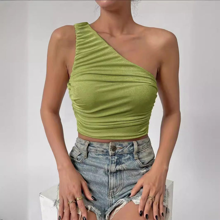 Damen Asymmetrisches Crop-Top mit Rüschendetails Drune