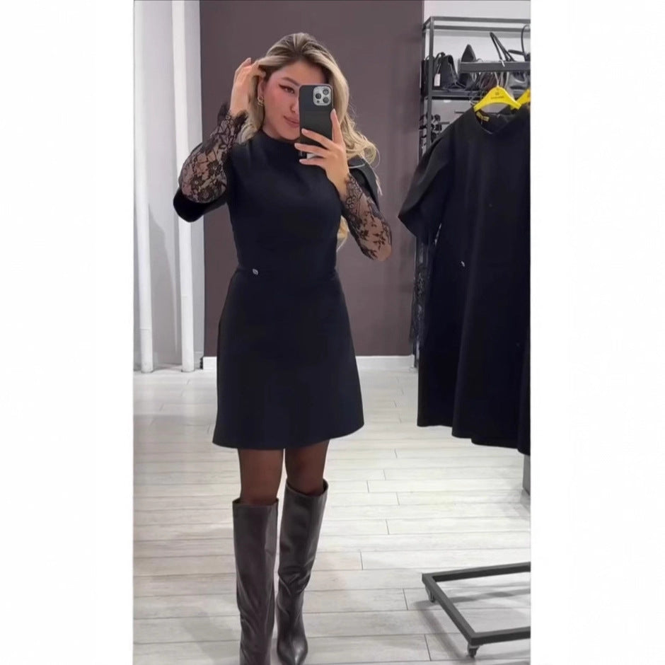 Damen Elegantes Kleid mit Spitze und figurbetontem Schnitt Drune