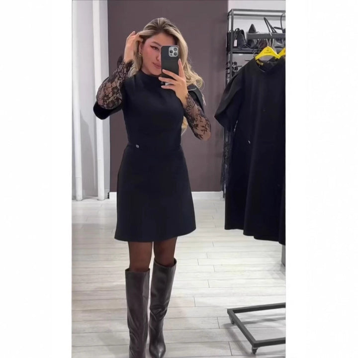 Damen Elegantes Kleid mit Spitze und figurbetontem Schnitt Drune